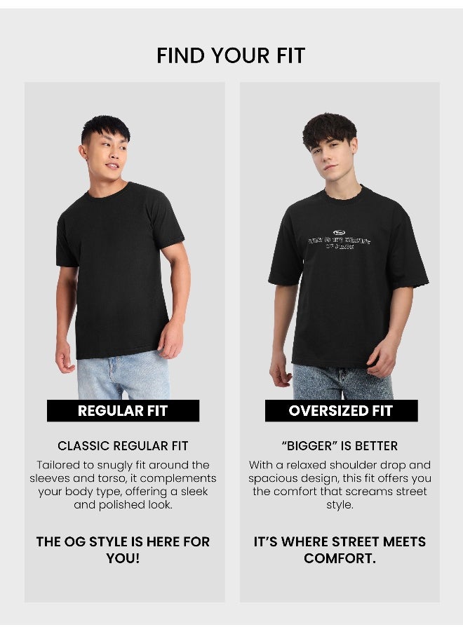 Beyoung Black Peace Printed Ribbed Edge Oversized T-Shirt  - Image 4