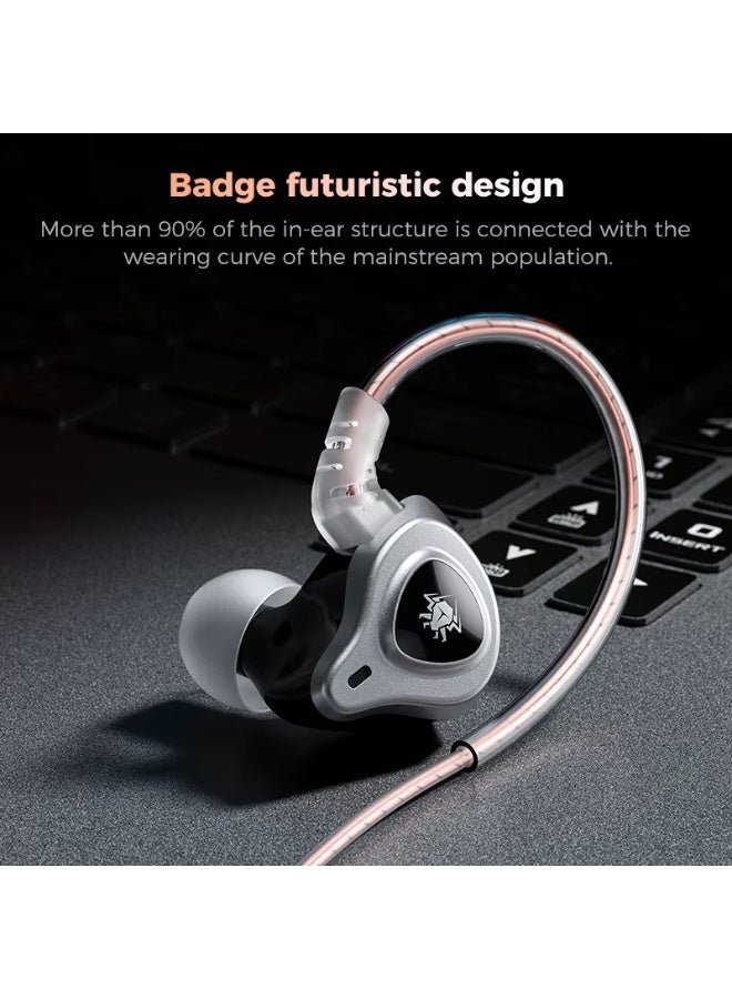 بليكستون سماعات أذن بليكستون G32 للألعاب مقبس 3.5 ملم مسمارمع ميكروفون عالية الدقة سماعات أذن داخلية سماعات رياضية إلكترونية سماعات أذن عالية الدقة مع صوت جهير قوي الجيل الخامس اللون فضي - Image 4