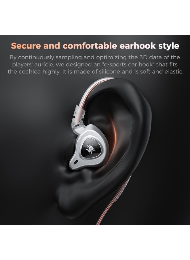 بليكستون سماعات أذن بليكستون G32 للألعاب مقبس 3.5 ملم مسمارمع ميكروفون عالية الدقة سماعات أذن داخلية سماعات رياضية إلكترونية سماعات أذن عالية الدقة مع صوت جهير قوي الجيل الخامس اللون فضي - Image 3