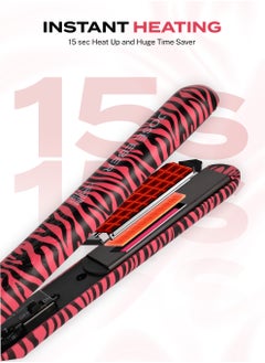 JOSE EBER Pure Ceramic Flat Iron - Frizz-Free Styling Hair Straightener For Salon-Quality Results- Dual Voltage Travel Iron Pink Zebra  - Image 2