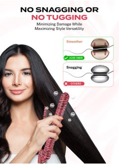 JOSE EBER Pure Ceramic Flat Iron - Frizz-Free Styling Hair Straightener For Salon-Quality Results- Dual Voltage Travel Iron Pink Zebra  - Image 4
