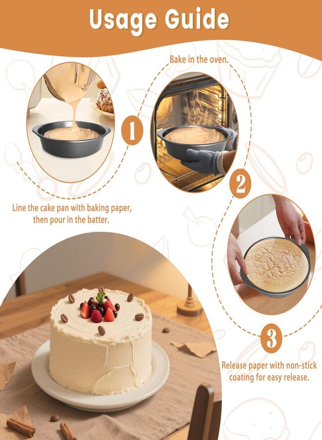 BEWOS 9 Inch Cake Pan Set - 100 Pcs Parchment Paper With 3 Pcs Carbon Steel Round Cake Pans, Nonstick Baking Pans Set With Handle, Dishwasher Safe - Image 4