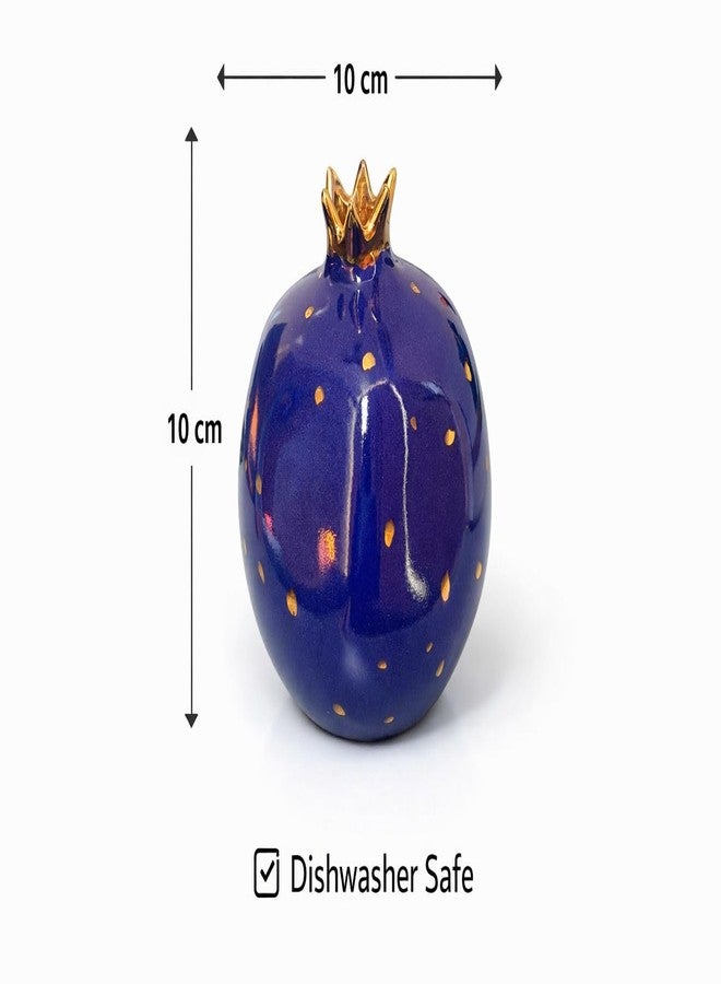 Mirakii Handmade Blue Ceramic Bud Vase with Golden Dots - 10 cm Decorative Small Flower Vase for Home Décor, Table Centerpiece, Living Room, Office Desk & Gift - Image 3