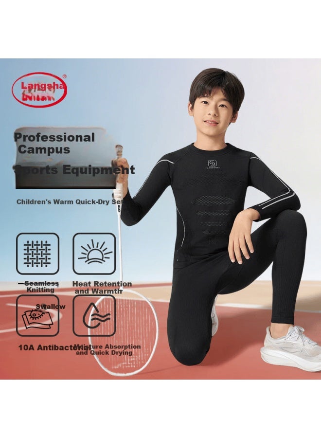 LANG SHA Langsha Kids Thermal Quick-dry Base Layer Tight-fitting Training Suit For Boys And Girls Autumn Winter Running Football Sports Innerwear Set - Image 2