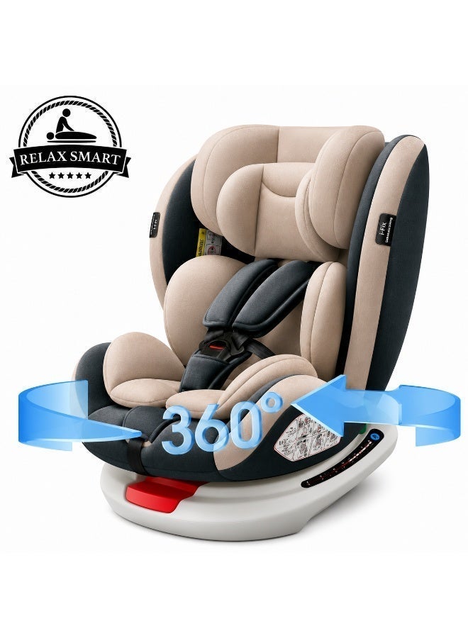 ريلاكس سمارت مقعد سيارة للأطفال مقعد دوار 360 درجة، مقعد سيارة قابل للتحويل، مقاعد سيارة دوارة للأطفال، مقعد سيارة آمن للأطفال ، مقعد سيارة مواجه للخلف أو للأمام، من عمر 0 ​​إلى 12 عامًا - Image 1