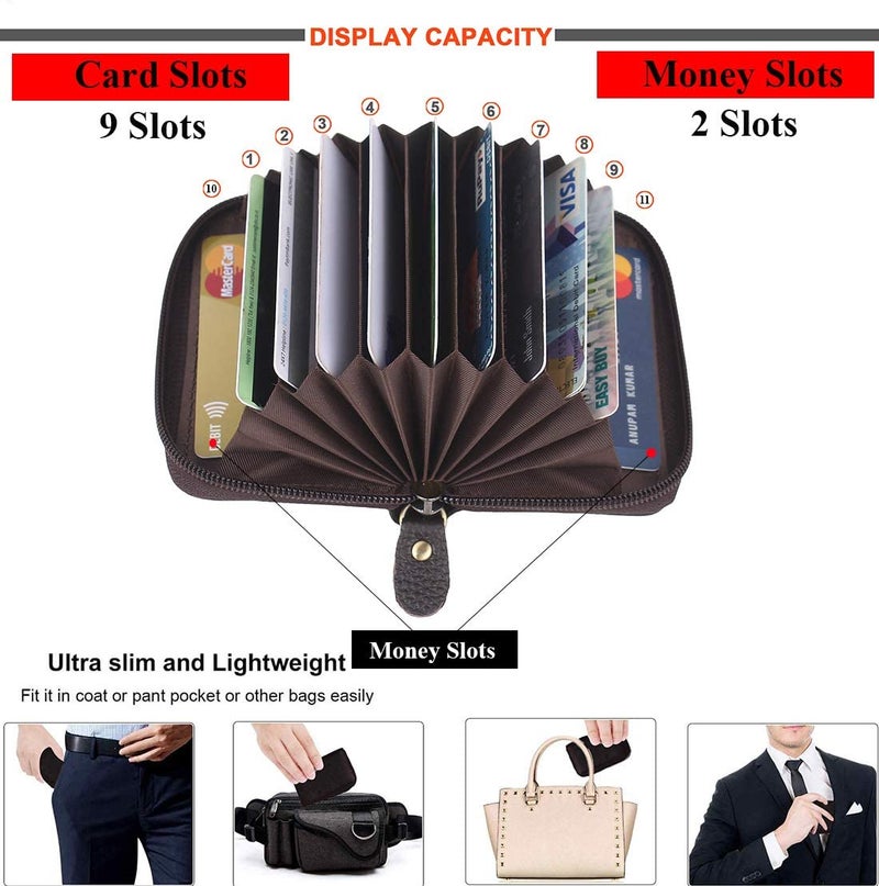 Stealodeal Dark Brown RFID Protected Leather Debit/Credit/ATM 11 Slot for Men & Women Card Holder Wallet - Image 4