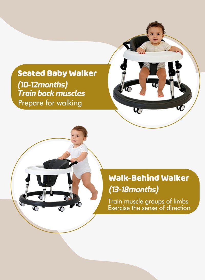 كيدل مشاية أطفال للأولاد والبنات - مشاية أنشطة 3 في 1 للجلوس والوقوف مع تصميم مضاد للانقلاب، صينية طعام قابلة للطي، عجلات صامتة وارتفاع قابل للتعديل (6-18 شهرًا) - Image 5