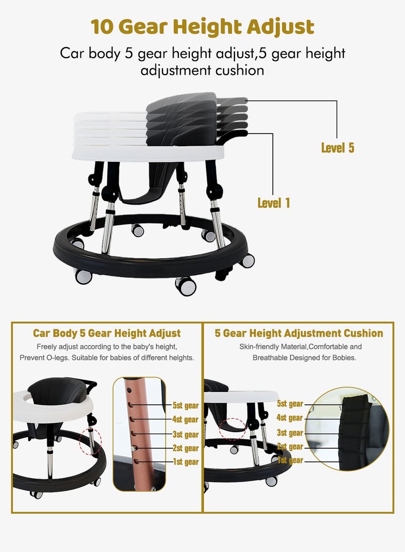 كيدل مشاية أطفال للأولاد والبنات - مشاية أنشطة 3 في 1 للجلوس والوقوف مع تصميم مضاد للانقلاب، صينية طعام قابلة للطي، عجلات صامتة وارتفاع قابل للتعديل (6-18 شهرًا) - Image 4