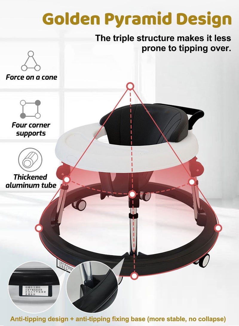 كيدل مشاية أطفال للأولاد والبنات - مشاية أنشطة 3 في 1 للجلوس والوقوف مع تصميم مضاد للانقلاب، صينية طعام قابلة للطي، عجلات صامتة وارتفاع قابل للتعديل (6-18 شهرًا) - Image 2