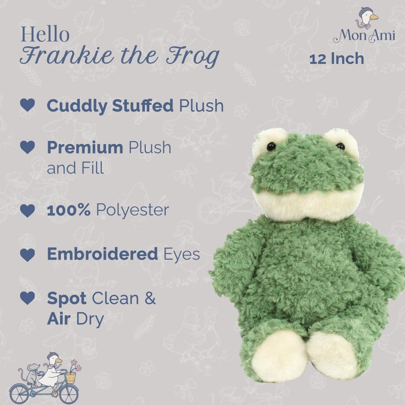 MON AMI Frankie The Frog Stuffed Animal | 12-Inch Soft & Cuddly Green Plush Toy | Adorable Frog Stuffed Animal for All Ages | Woodland Nursery DÃ©cor & Gift - Image 2