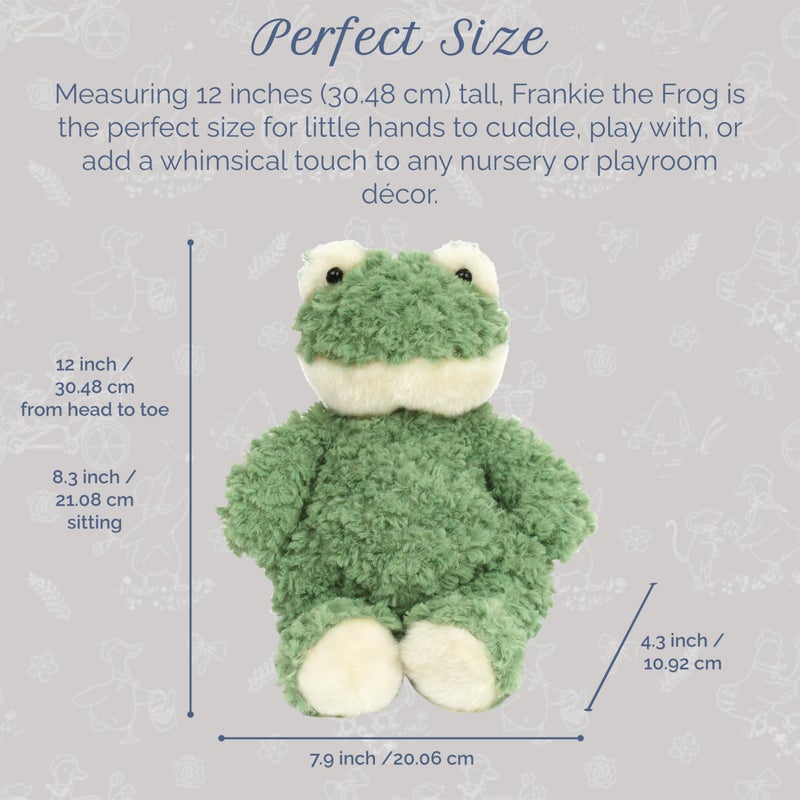 MON AMI Frankie The Frog Stuffed Animal | 12-Inch Soft & Cuddly Green Plush Toy | Adorable Frog Stuffed Animal for All Ages | Woodland Nursery DÃ©cor & Gift - Image 3