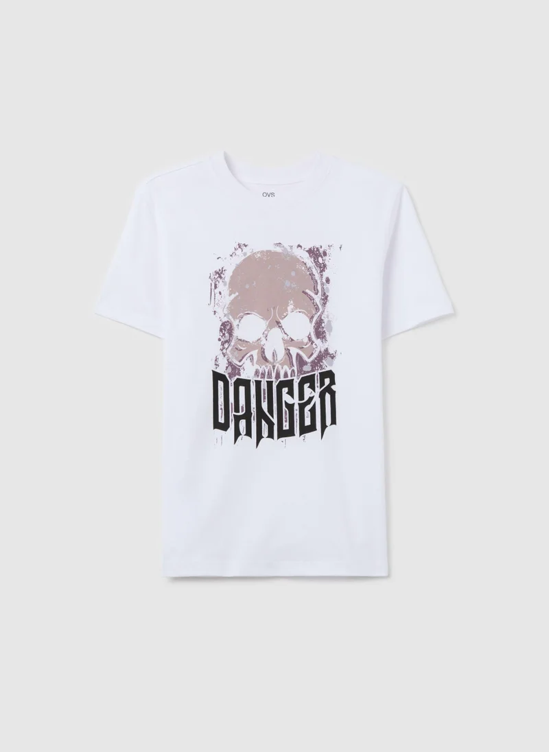 Ovs White Printed T-Shirt For Boys