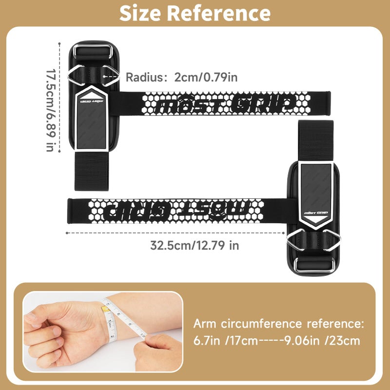 MOST GRIP Drip Glue Non-Slip Wrist Straps for Weightlifting, 2-in-1 Lifting Straps with D Rings for Cable Machine Workout, 10mm Neoprene Padded Wrist Wraps for Weight Lifting Deadlift - Image 2