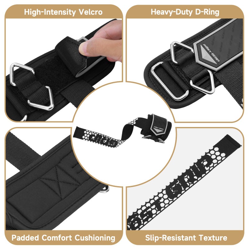 MOST GRIP Drip Glue Non-Slip Wrist Straps for Weightlifting, 2-in-1 Lifting Straps with D Rings for Cable Machine Workout, 10mm Neoprene Padded Wrist Wraps for Weight Lifting Deadlift - Image 5