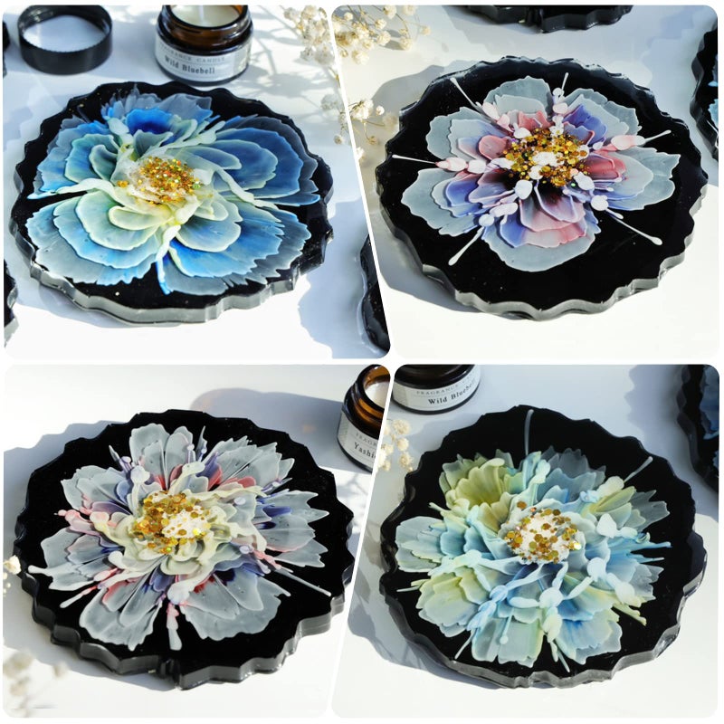 LET'S RESIN 4Pcs Resin Coaster Molds, Druzy Geode Agate Silicone Coaster Molds for Epoxy Resin, 5Inches Large Mould for DIY Art Craft Cup Mats, Durable and Flexible Moulds - Image 4