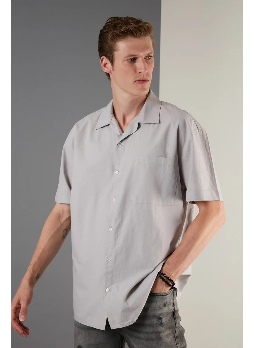 Buratti Oversize Fit Short Sleeve Single Pocket Open Collar Shirt Men's SHIRT CF21194664