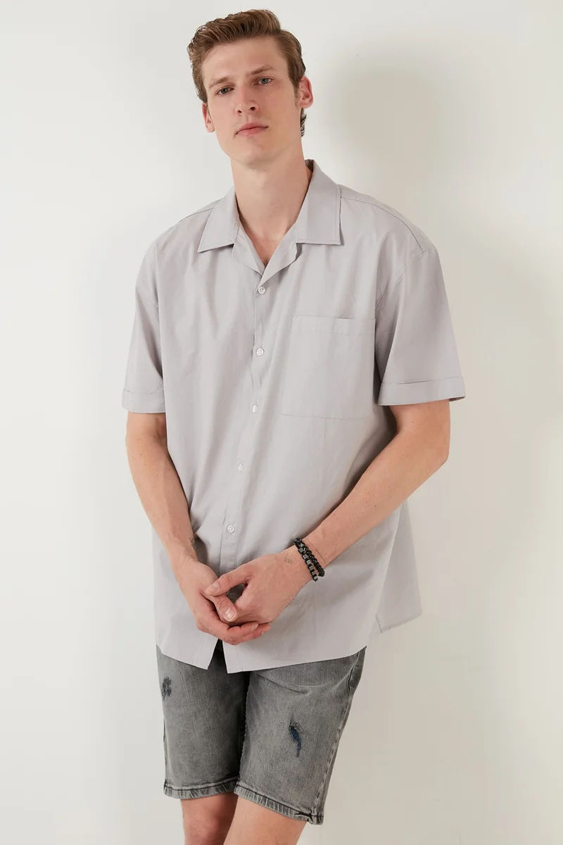 Buratti Oversize Fit Short Sleeve Single Pocket Open Collar Shirt Men's SHIRT CF21194664