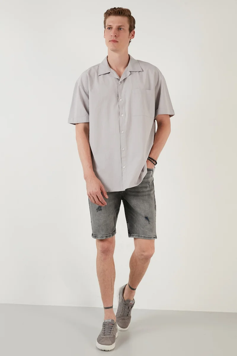 Buratti Oversize Fit Short Sleeve Single Pocket Open Collar Shirt Men's SHIRT CF21194664