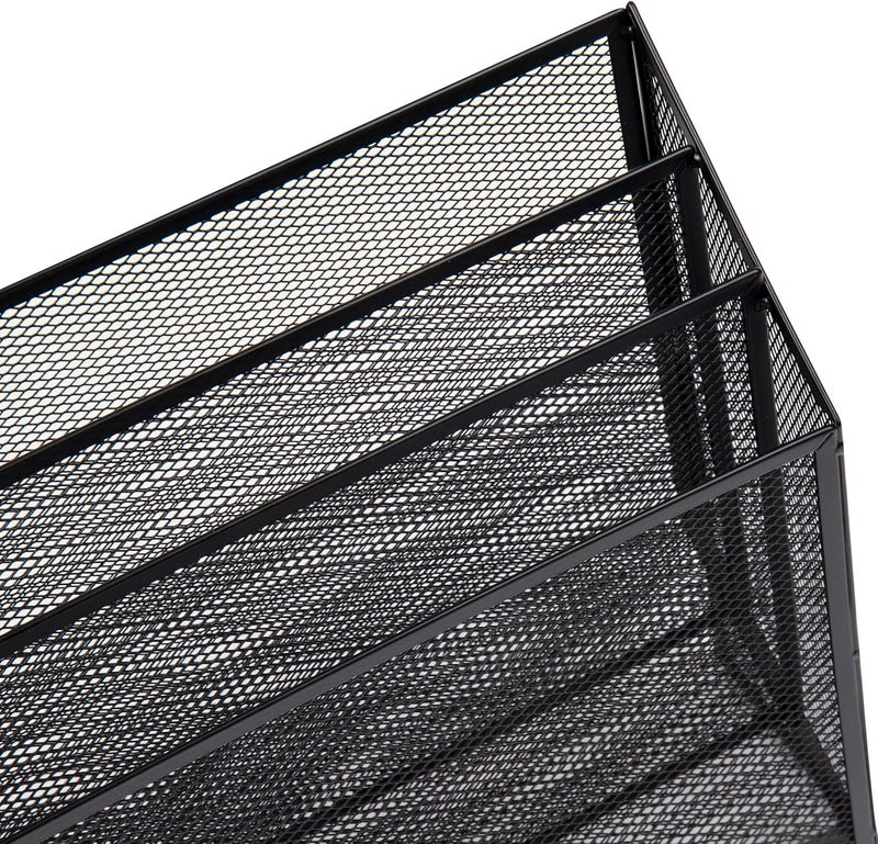 Mind Reader Metal Mesh File Organizer, Black | 3-Tier | Desktop | Modern Style | Pack of 4 - Image 5
