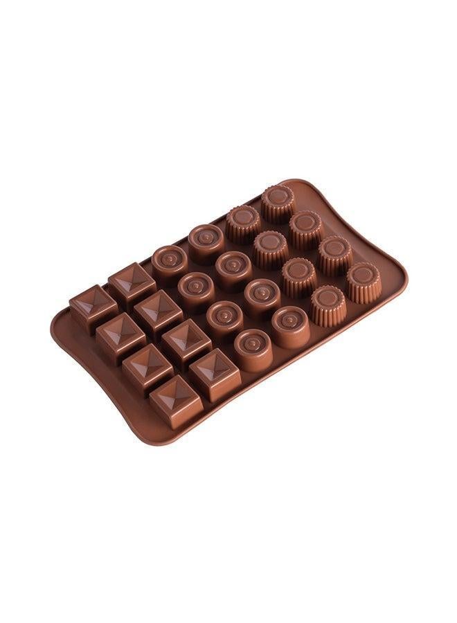 24 Grids Food Grade Silicone Cake Chocolate Baking Mould Brown 24x3x15cm - Image 1