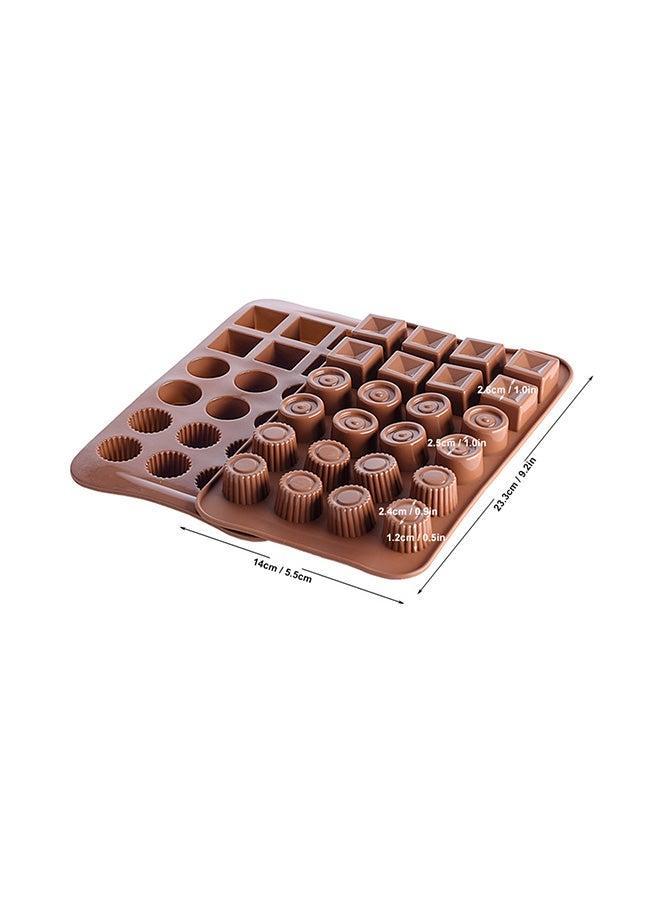 24 Grids Food Grade Silicone Cake Chocolate Baking Mould Brown 24x3x15cm - Image 2