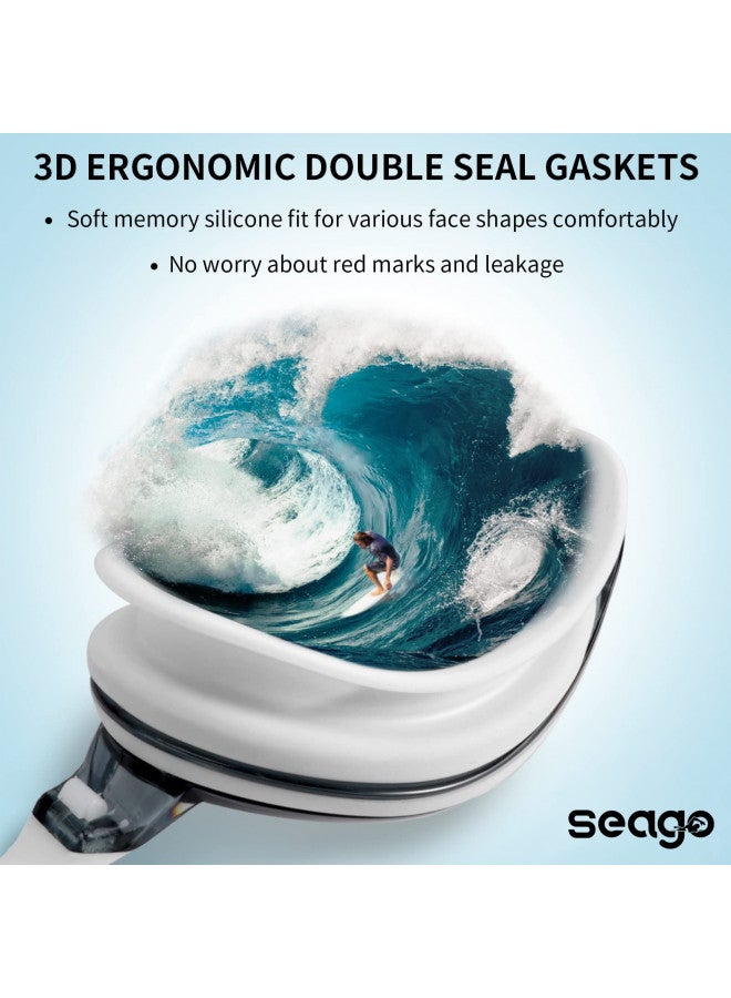 Seago نظارات سباحة قصيرة النظر من سيغو، نظارات سباحة قريبة النظر، مضادة للضباب، حماية من الأشعة فوق البنفسجية، تناسب الرجال والنساء والشباب، لا تسرب، رؤية واضحة، نظارات سباحة للمسبح، عدسات مسطحة ملونة مع 3 قطع أنف. - Image 5