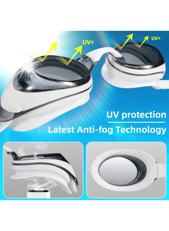 Seago نظارات سباحة قصيرة النظر من سيغو، نظارات سباحة قريبة النظر، مضادة للضباب، حماية من الأشعة فوق البنفسجية، تناسب الرجال والنساء والشباب، لا تسرب، رؤية واضحة، نظارات سباحة للمسبح، عدسات مسطحة ملونة مع 3 قطع أنف. - Image 4