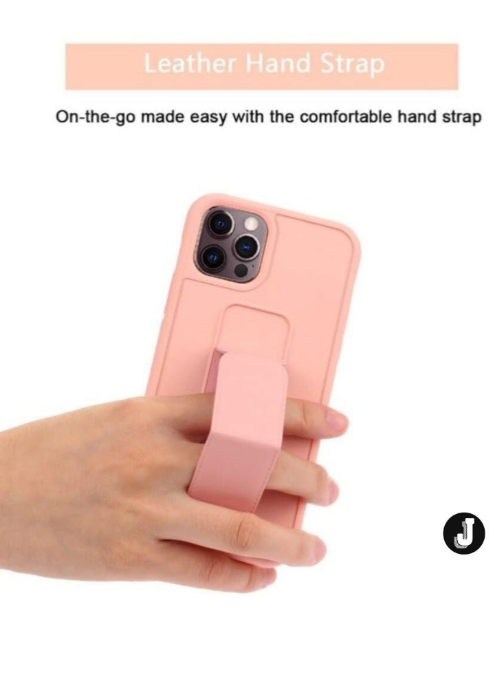 JAJEEK iPhone 16 Pro Pink Magnetic Car Mount Kickstand Case – Premium Silicone with Vertical & Horizontal Hand Strap and Multi-Stand Functionality - Image 2