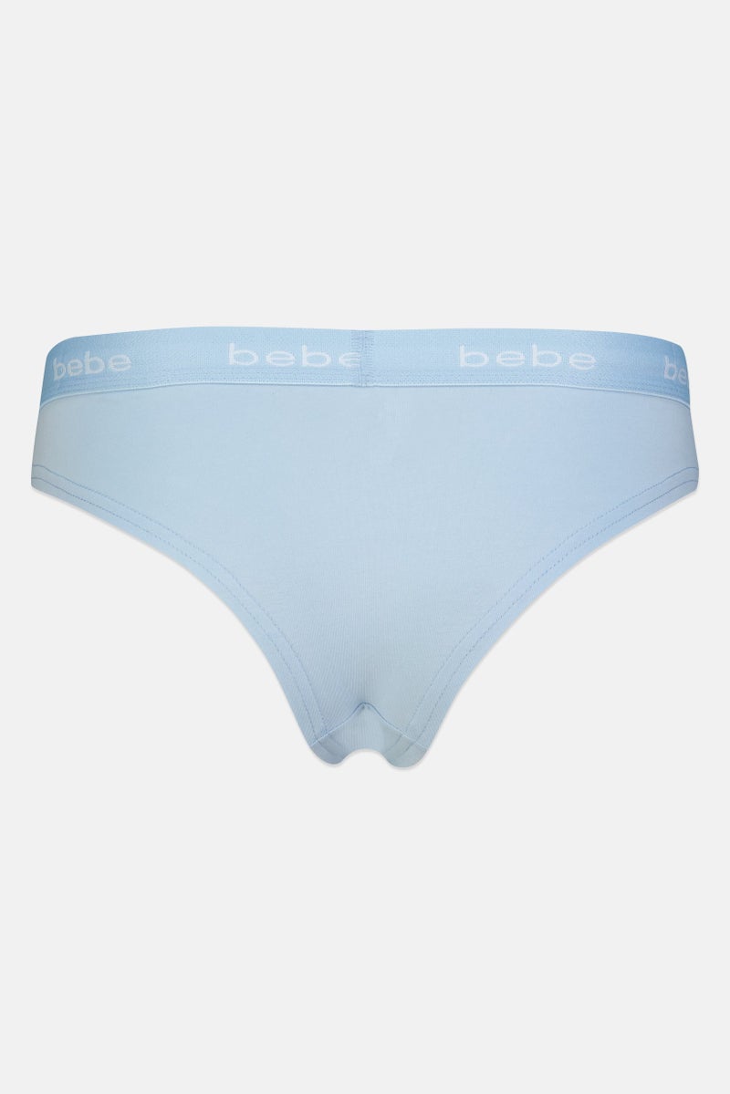 bebe Women 3 Pcs Brand logo Thong Panty Set, Multicolor - Image 4