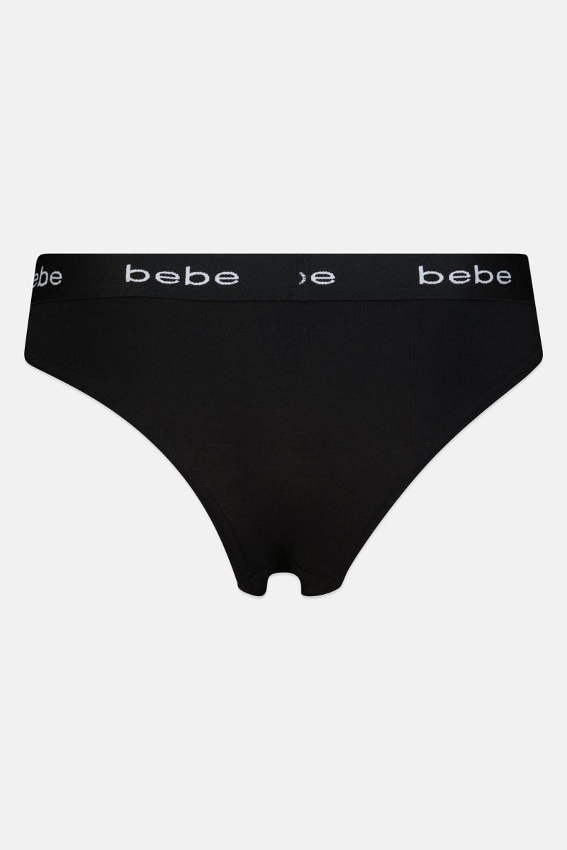 bebe Women 3 Pcs Brand logo Thong Panty Set, Multicolor - Image 5