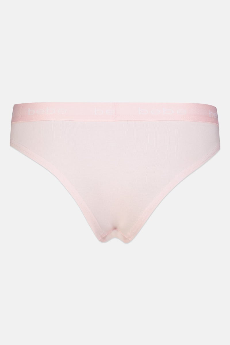 bebe Women 3 Pcs Brand logo Thong Panty Set, Multicolor - Image 3