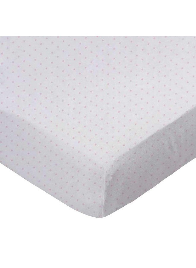 SHEETWORLD.COM SheetWorld Baby Fitted Bassinet Sheet 15 x 33 inches, 100% Cotton Jersey Hypoallergenic Sheet, Unisex Boy Girl, Pink Pindot, Made in USA - Image 1