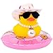 wonuu Car Rubber Duck Yellow Duck Decoration Dashboard with Sun Hat Swim Ring Necklace Sunglasses for Car Dashboard Decorations Pink White Cowboy HatPinkBig Pearl - Image 4
