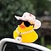 wonuu Car Rubber Duck Yellow Duck Decoration Dashboard with Sun Hat Swim Ring Necklace Sunglasses for Car Dashboard Decorations Pink White Cowboy HatPinkBig Pearl - Image 2