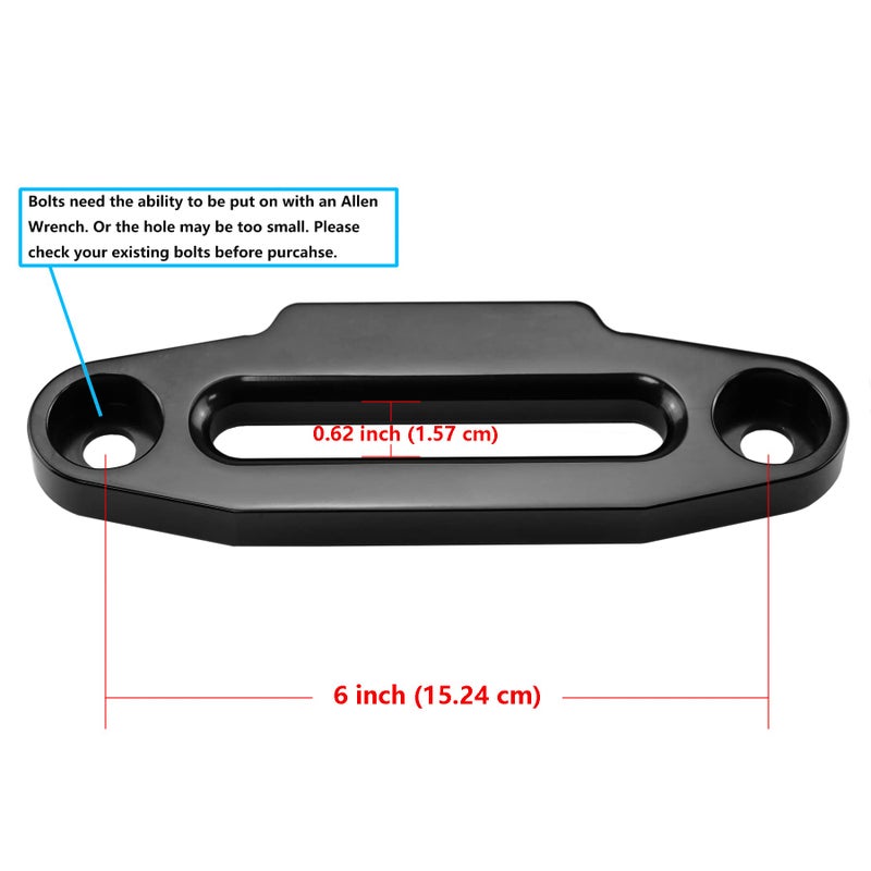 Ucreative Aluminum Hawse Fairlead For Utv 4000-5500 Lbs Winch 6"" (152.4Mm) Mount Glossy (Black) - Image 2