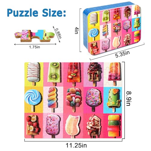 LELEMON Puzzles for Kids Ages 46Popsicle 100 Piece Puzzles for Kids in a Metal Box Educational Jigsaw Puzzles 100 Piece Puzzle Games for Girls and Boys - Image 5