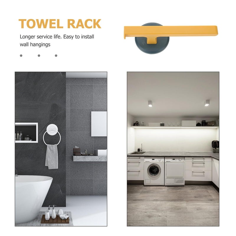 4Pcs No Drill Wall Mount Towel Rack With Blue Yellow Plastic Hooks - Image 4