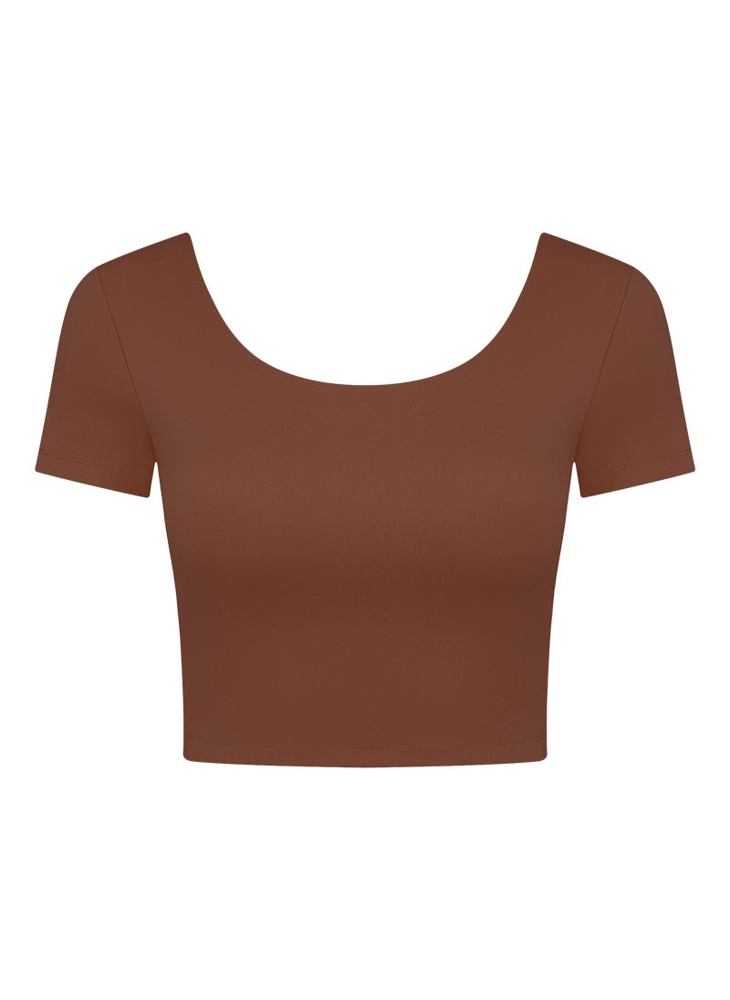 Generic - Spring Summer Yoga Fitness Crop Top Breathable COCOA - Image 1
