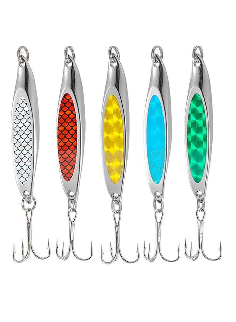 كابتن تيك Fishing Lure Set, 5 Pcs Metal Hooks, Lure Sequins Spoons with Hard Bait, Sea Lake Lure Tool - Image 1