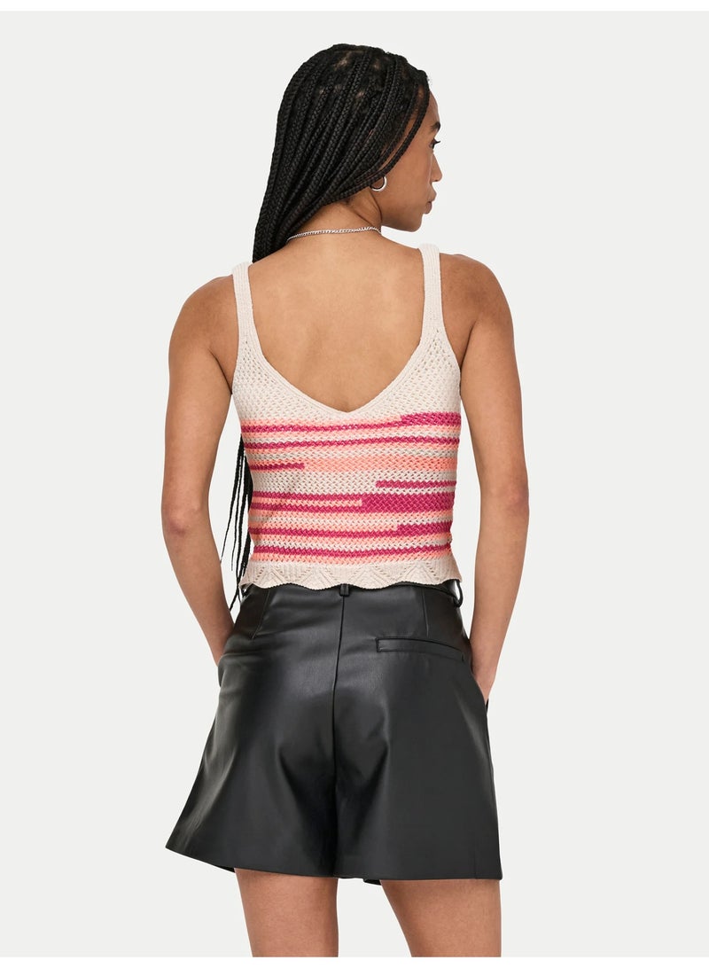 ONLY ONLMERIDA LIFE SL CROP V-NECK TOP KNT - Image 1