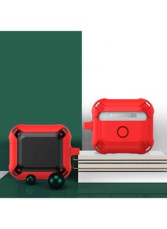 Case Cover Armor Earphone Protective Case with Hook For AirPods 3 Red + Black