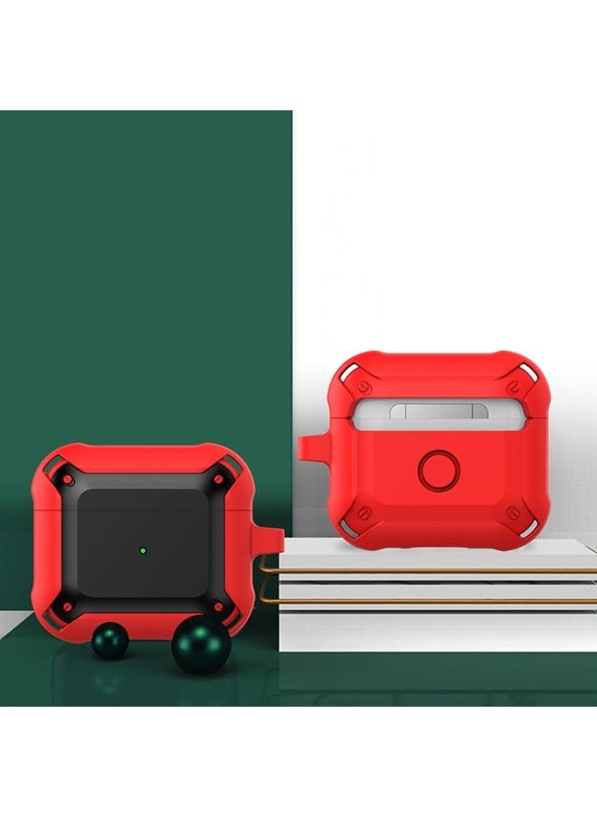 Generic - Case Cover Armor Earphone Protective Case with Hook For AirPods 3 Red + Black - Image 1