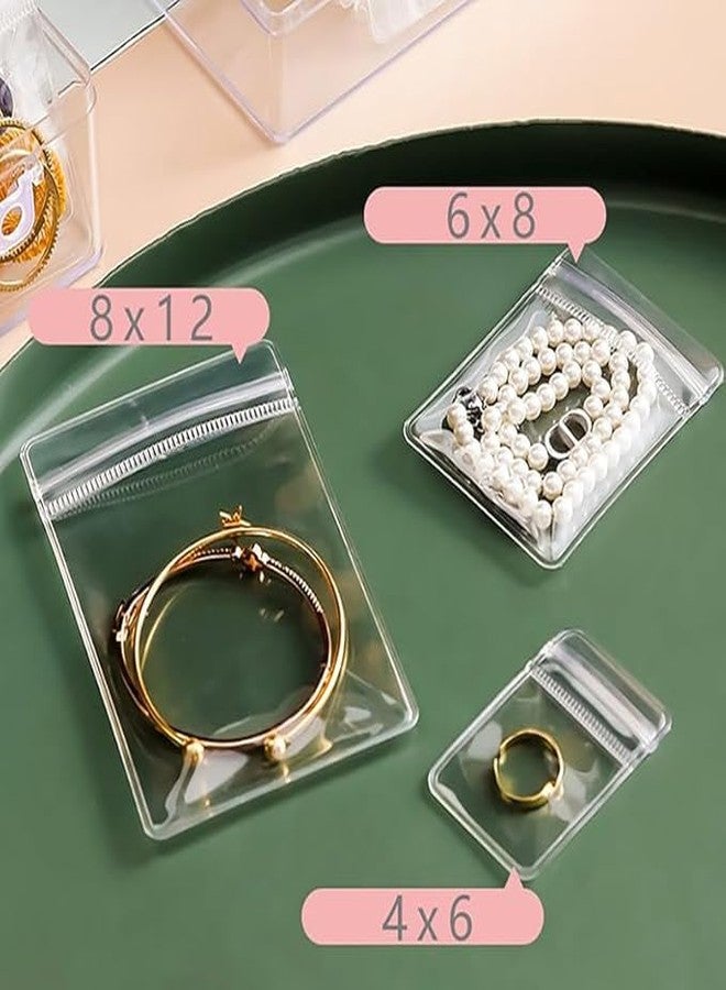 TROFFLLY 25PCS jewellery Storage Transparent Pouches for Earrings Rings Bracelets Mangalsutra Clear Zipper Bags Anti Oxidizing for Storage jewellery Packing Bags Set (3 Mix Size) - Image 3