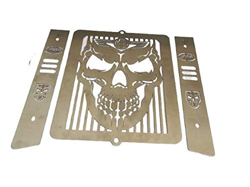 SELVIKE Motorcycle Radiator Guard Protector Grill for (JAWA Skull Silver) - Image 5