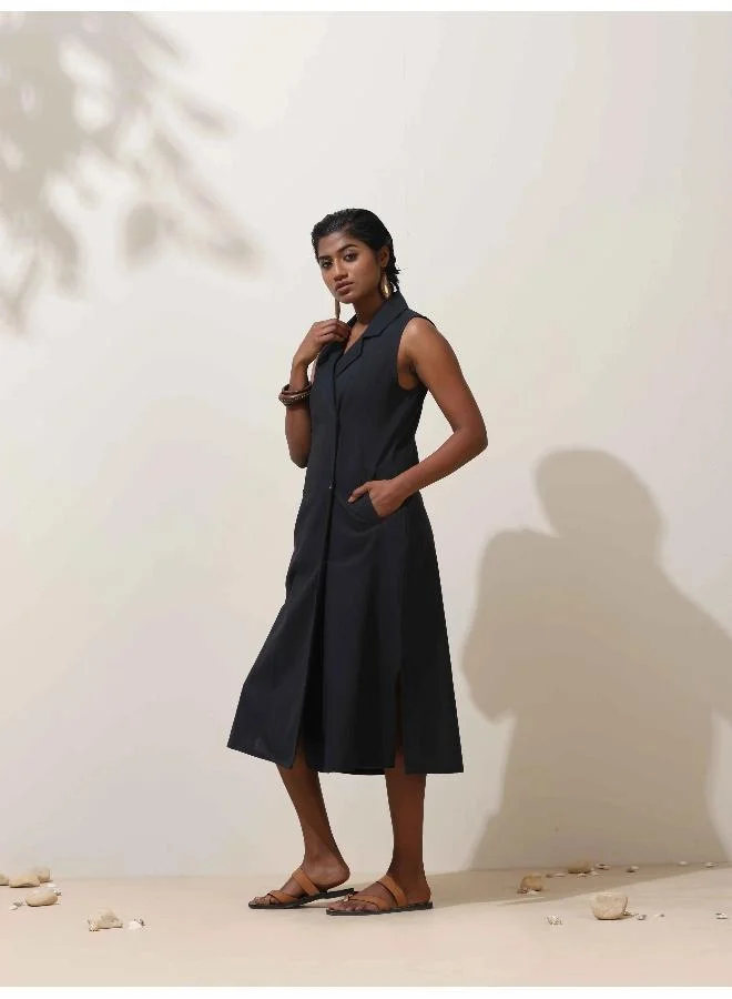 trueBrowns trueBrowns Black Green Cotton Dress