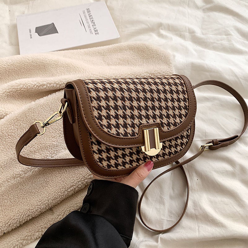 2025 -Selling Houndstooth Women'S Bag, Ins Retro Niche Design Versatile Crossbody Bag, Lightweight Bag - Image 5