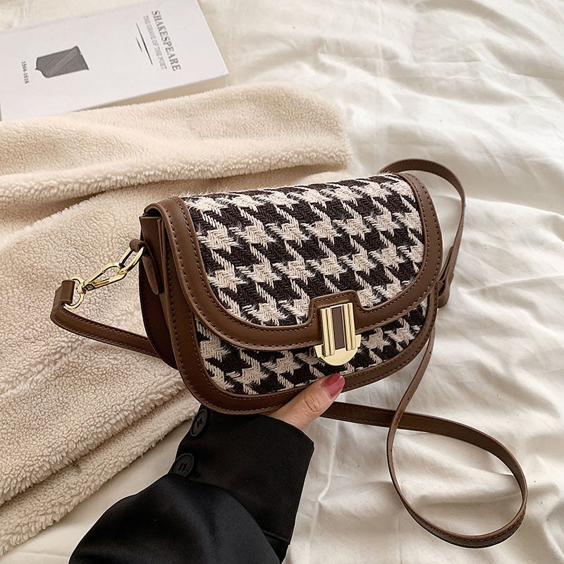 2025 -Selling Houndstooth Women'S Bag, Ins Retro Niche Design Versatile Crossbody Bag, Lightweight Bag - Image 3