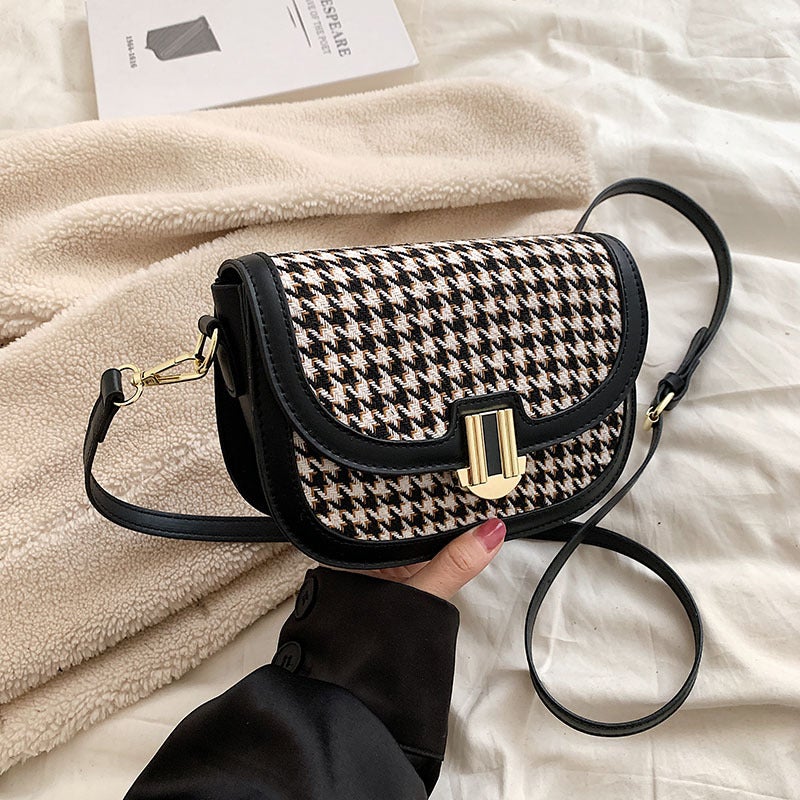 2025 -Selling Houndstooth Women'S Bag, Ins Retro Niche Design Versatile Crossbody Bag, Lightweight Bag - Image 2