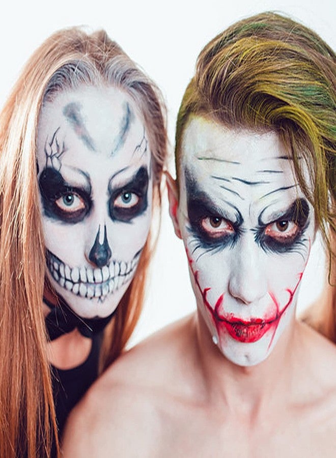 ميكولي عجلة مكياج مهرج الهالوين من ميكولي، طلاء وجه وجسم كريمي أبيض أسود أحمر، قابل للمزج، مناسب لشخصيات الشيطان والقوطي والجوكر والزومبي ومصاصي الدماء والهياكل العظمية، لوحة مكياج مؤثرات خاصة بثلاثة ألوان، 12 غرام/0.42 أونصة - Image 5