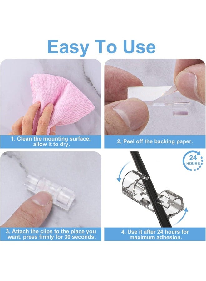 مشابك تنظيم الكابلات الشفافة ذاتية اللصق (40 قطعة – مقاس متوسط) – مشابك أسلاك قوية للحوائط والمكاتب والسيارة – لتنظيم كابلات الشواحن، أسلاك التلفزيون والكمبيوتر والراوتر – لإدارة الأسلاك تحت المكتب – خطافات لاصقة قوية لتعليق الإضاءة، اللمبات الخيطية، إضاءة الزينة والديكورات – مقاومة للماء للاستخدام الداخلي والخارجي – سهلة التركيب بدون أدوات وتحافظ على ترتيب الأسلاك ومنع التشابك - Image 3